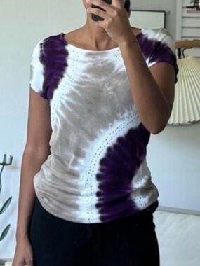 BLACK WHITE BEIGE INC International Concepts Short Sleeve Tie-Dye Top NWT